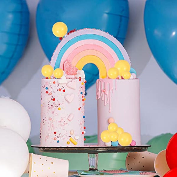 Gyufise 30Pcs Balls Cake Topper Foam Ball Cake Picks Mini Balloon Cupcake Insert Bubble Balls DIY Decoration for Baby Shower Wedding Anniversary Kids Birthday Party Cake Decorations Yellow