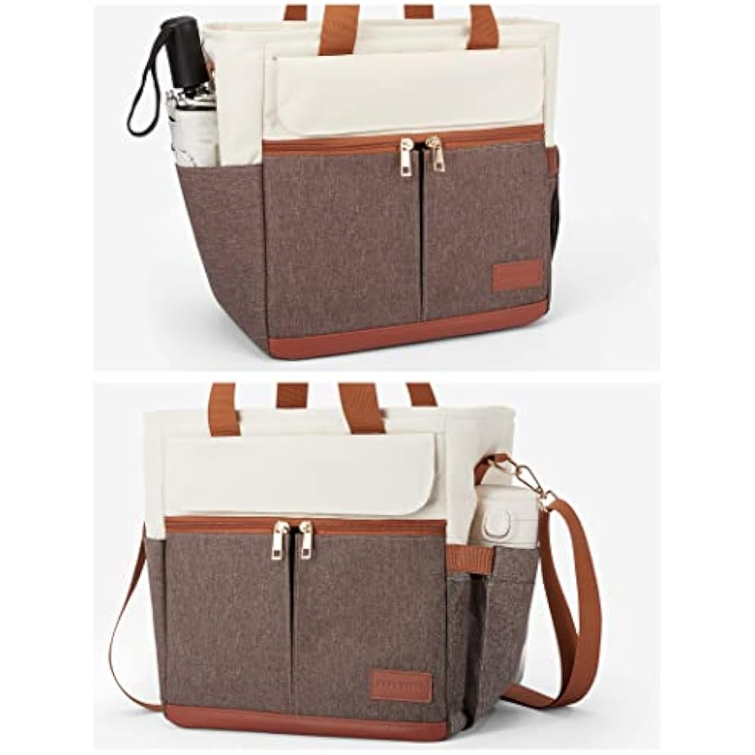 JOYHILL Lunch Bag for Man, Lunch Tote for Woman, Leakproof Insulated Lunch Box with Shoulder Strap, Adult Reusable Lunch Cooler Tote Bags for Work Picnic Camping School Beach, Brown