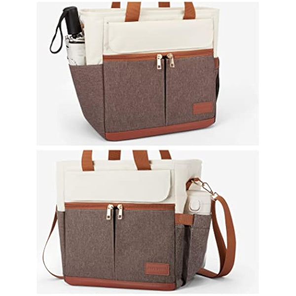 JOYHILL Lunch Bag for Man, Lunch Tote for Woman, Leakproof Insulated Lunch Box with Shoulder Strap, Adult Reusable Lunch Cooler Tote Bags for Work Picnic Camping School Beach, Brown