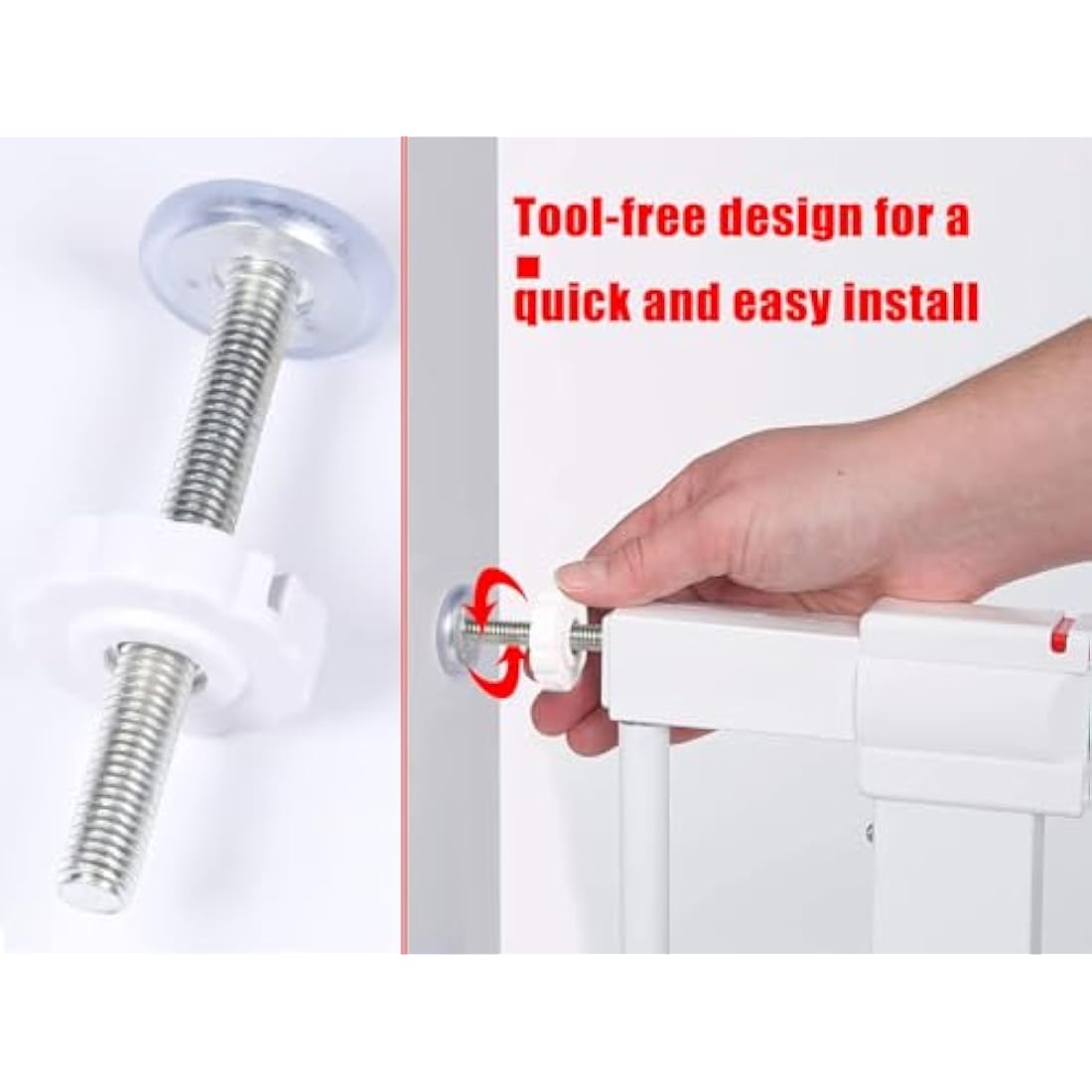 4 Pack Pressure Mounted BoltsKit for Baby Gate Pet Dog Wall Protector Threaded Spindle Rods Long Screws M10(90mm) Stair Walk Thru Gates Spares Lindam Safety First Parts Extension Cuggle（White ）