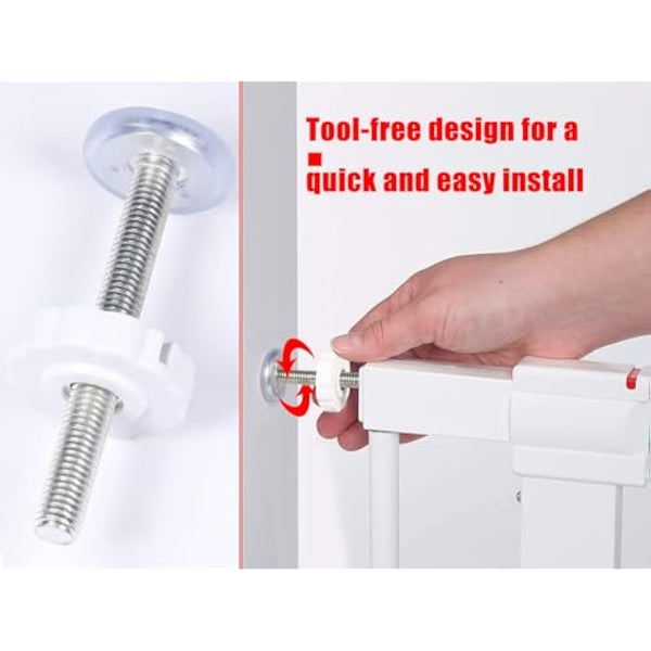 4 Pack Pressure Mounted BoltsKit for Baby Gate Pet Dog Wall Protector Threaded Spindle Rods Long Screws M10(90mm) Stair Walk Thru Gates Spares Lindam Safety First Parts Extension Cuggle（White ）