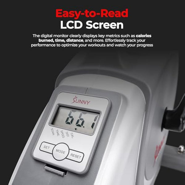 Sunny Health & Fitness Mini Exercise Bike, Under Desk Dual Function Arm & Leg Seated Pedal Exerciser for Senior Workout, Desk Cycle Cardio Training at Home, Optional Free SunnyFit App Connected