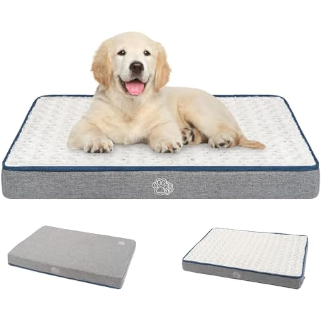 EMPSIGN Dog Bed Medium Washable, Orthopedic Dog Beds Mattress for Dog Crate with Washable Removable Cover, Pet Beds Pillow Cushion for Dog, Grey, 76x50x7,5cm