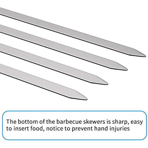 Homealexa 15" BBQ Skewers, Stainless Steel Flat Kebab Skewers Set of 20, Reusable with Storage Bag for Outdoor BBQ, Family Party, Shish Kabob