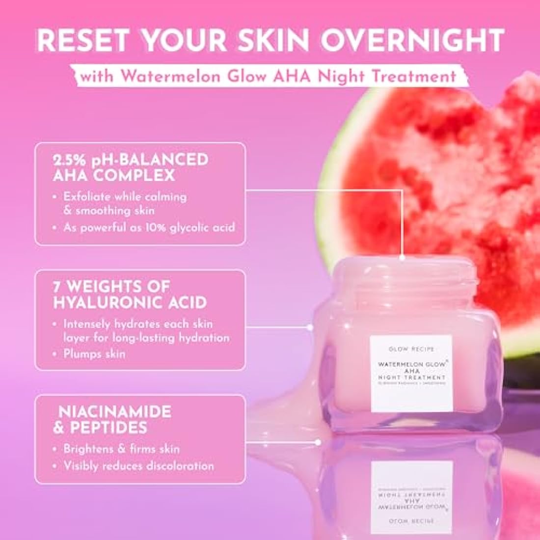 Glow Recipe Watermelon Glow Sleeping Mask - Exfoliating, Anti-Aging + Brightening Overnight Face Mask with AHA, Hyaluronic Acid + Pumpkin Seed Extract for Sensitive Skin - Hydrating Mask (80ml/2.7oz)