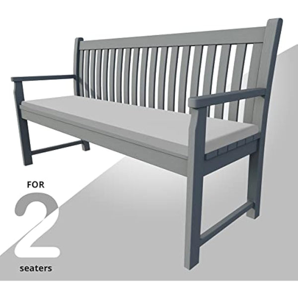 iStyle Mode Outdoor/Indoor Water Resistant 2 Seater Bench And Patio Furniture Padded Cushion ONLY Garden Furniture Pad 108cm x 45cm x 7.5cm thick (Grey)