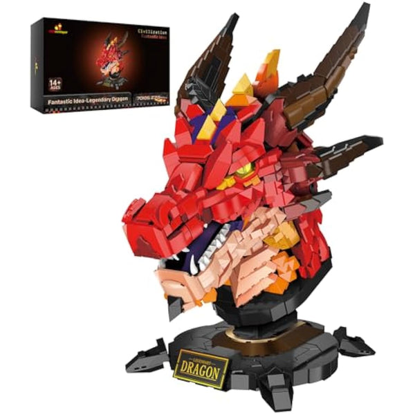 JMBricklayer Dragon Head Building Blocks Toy 70105, Collectable Display Fantasy Animal Dinosaur Head Construction Toy Model Kit to Build for Adults, Creative Gift for Boys 14+ (2713Pieces)