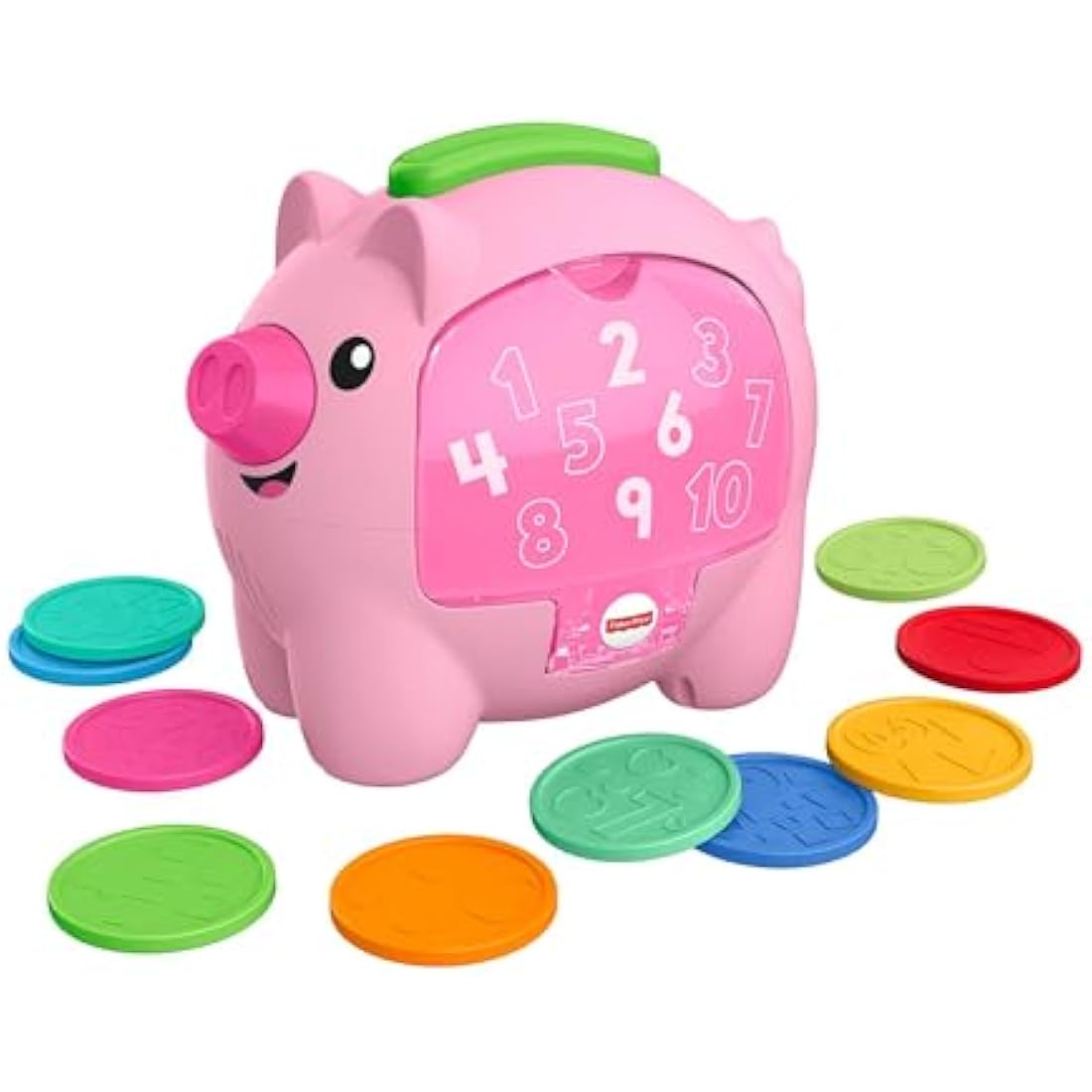 Fisher-Price Laugh & Learn Count & Rumble Piggy Bank, musical baby toy with fun motion action, GJC68