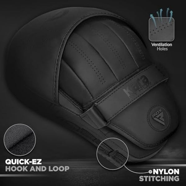 RDX Boxing Pads Curved Focus Mitts, Maya Hide Leather KARA Hook and jab Training Pads, Adjustable Strap Ventilated, MMA Muay Thai Kickboxing Coaching Martial Arts Punching Hand Target Strike Shield