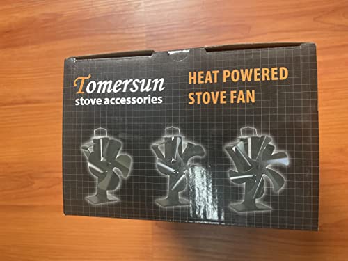 Tomersun 4 Blades Stove Fan Heat Powered Wood/Log Burner Fan Eco Friendly Heat Circulation for Wood/Log Burner/Fireplace