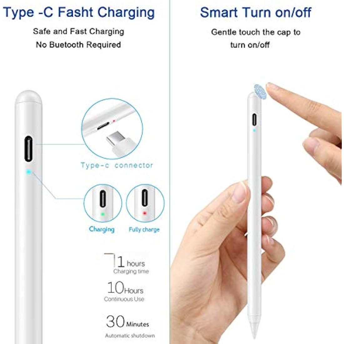 Stylus Pen for iPad with Palm Rejection,Active Pencil Compatible (2018-2020) Apple iPad Pro (11/12.9 Inch),iPad 6th/7th Gen,iPad Mini 5th Gen,iPad Air 3rd Gen for Precise Writing/Drawing