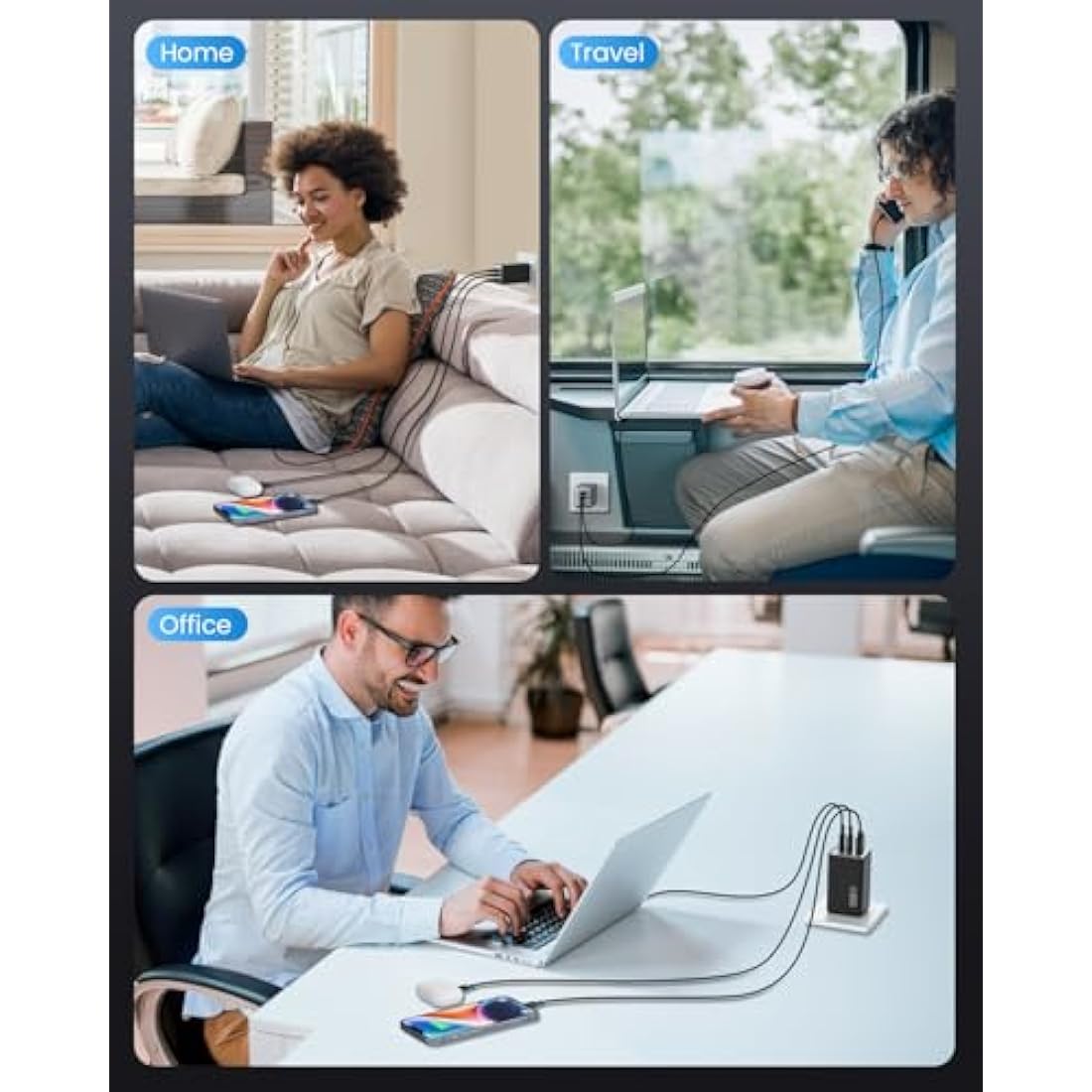 150W USB C Charger, 3-Port USB C Plug Fast Charger, GaN III Compact Wall Charger, 100W Laptop Charger for MacBook Pro/Air, Dell, iPad, iPhone 16 Pro/15, Galaxy S24, Pixel 9, Steam Deck,etc