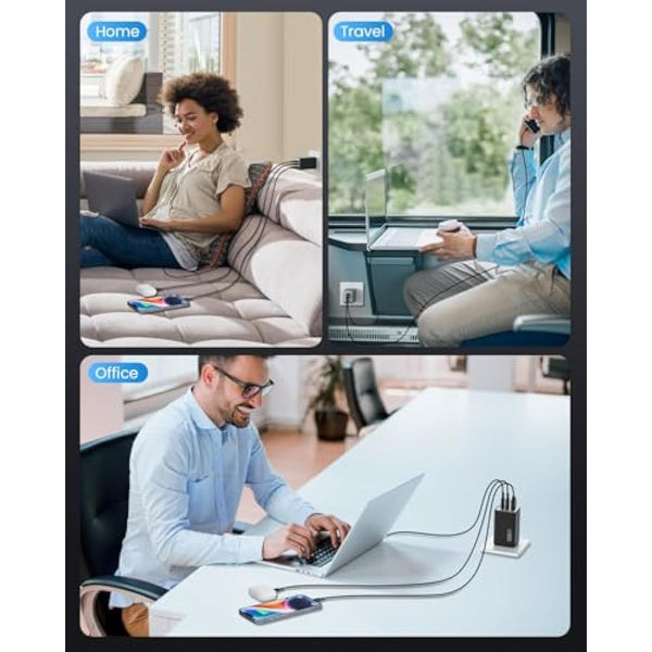 150W USB C Charger, 3-Port USB C Plug Fast Charger, GaN III Compact Wall Charger, 100W Laptop Charger for MacBook Pro/Air, Dell, iPad, iPhone 16 Pro/15, Galaxy S24, Pixel 9, Steam Deck,etc