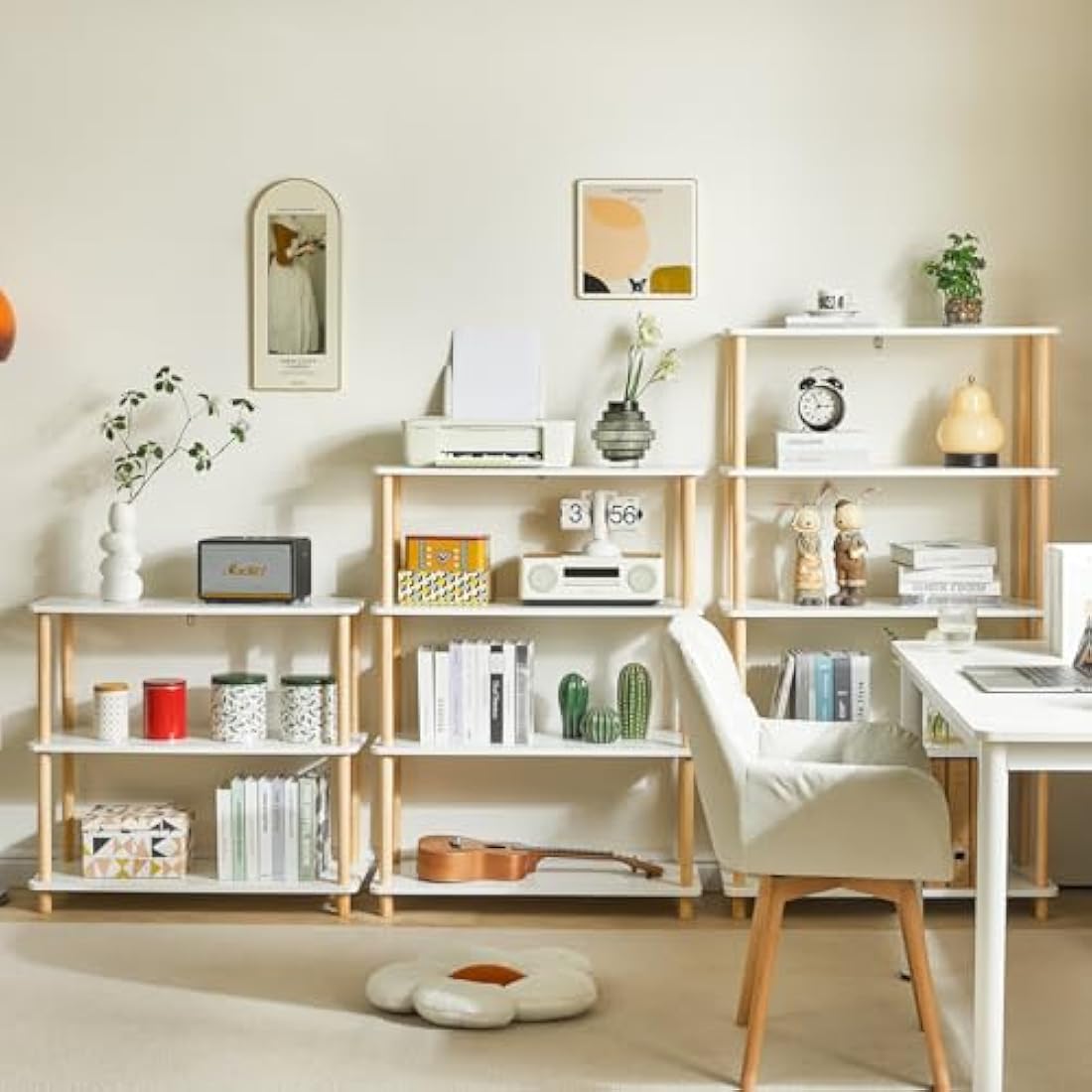 IBUYKE 5-Tier Wooden Open Bookcase - Modern Freestanding Bookshelf Storage Organizer,Multifunctional Display Stand for Bedroom, Living Room and Home Office, Storage Cabinet,White WBC005W