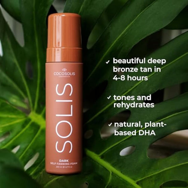 COCOSOLIS SOLIS Dark self-tanning lotion for face and body, mousse for a rich, natural and long-lasting tan, with plant-based DHA (200 ml)