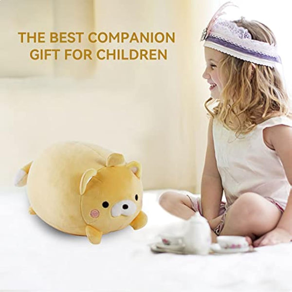 JOYRAVO Kids Travel Pillow - 2-in-1 Deformable Neck Pillow, Soft U-Shaped Pillow with Cute Plush Animals Comfy Sleep and Play Companion for Airplanes, Cars, and Travel - Yellow Bear