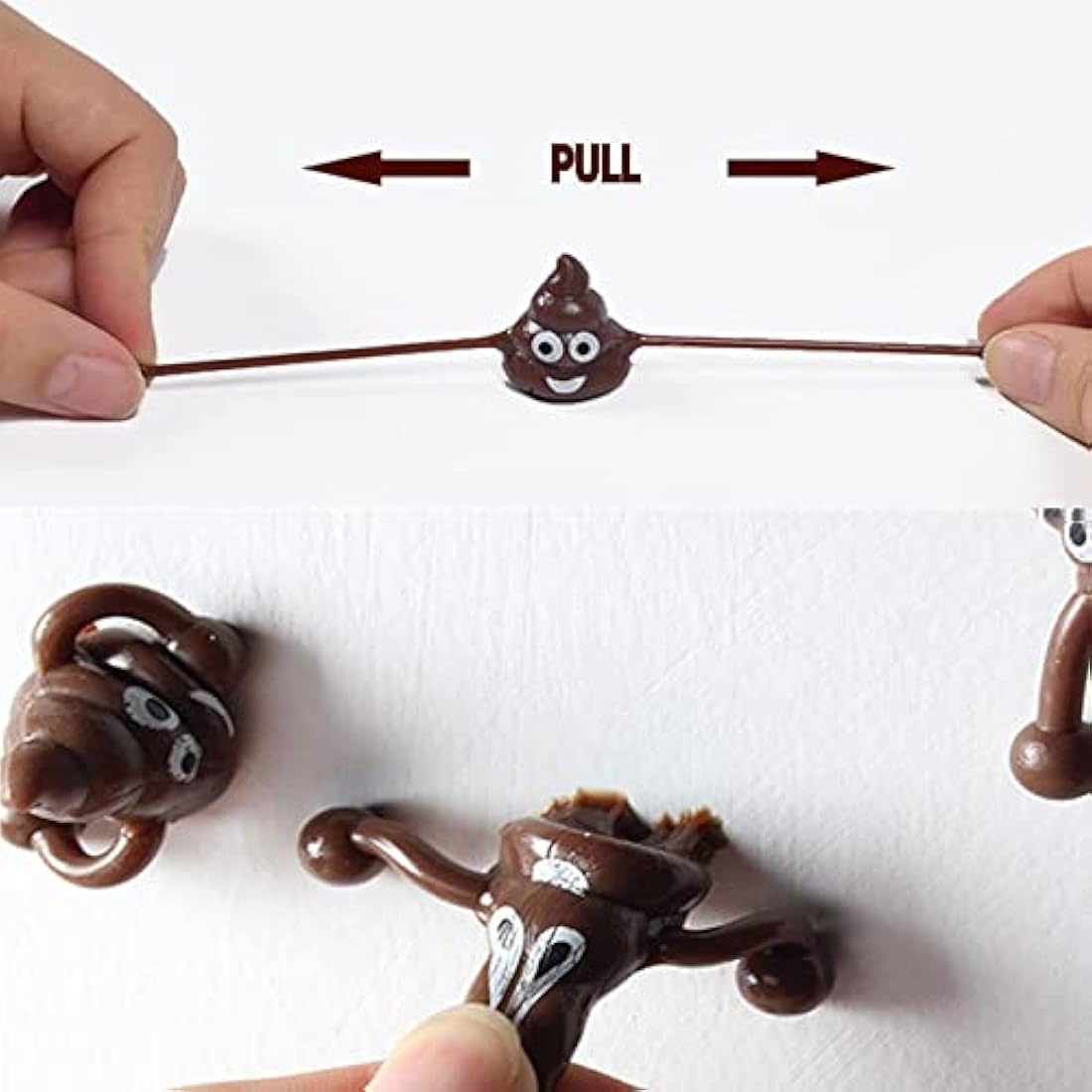 12pcs Funny Poo Slingshot Toy for Kids Adults,10 Poo Mochi Squishy Toys with 2 Slingshot,Poop Finger Shooting Slingshot Prank for Kids,Fun Mini Rubber Slingshot Flying Poop Toys Joke Toys Xmas Gifts