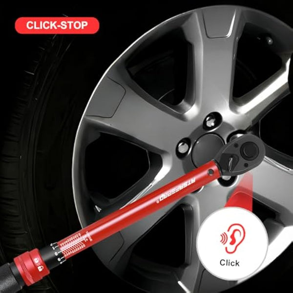 ATsafepro Torque Wrench 1/2 Inch 20-230 Nm, Dual-Direction Adjustable Wheel Torque Wrench, Accuracy ± 3% 72 Tooth Drive Click for Automobile Maintenance