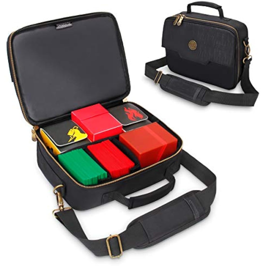 ENHANCE MTG Card Box Storage Case - Deck Holder Card Carrying Case Compatible with Magic MTG Cards, Pokemon Trading Cards, Cards Against Humanity, & Other Card Games - Includes Pencil Loops & Pockets