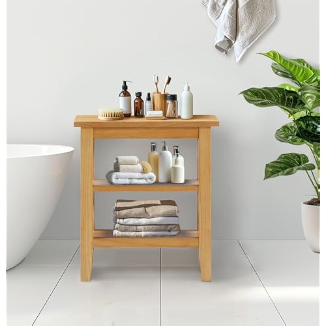 Hallowood Furniture Aston Oak Effect Side Table with 2 Shelves, Wooden Coffee Table, Bedside Storage Small Spaces and Living Rooms, Quick and Easy Assembly