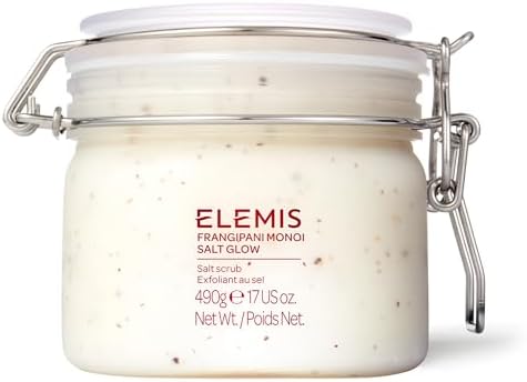 ELEMIS Frangipani Monoi Salt Glow 490g – Exfoliating Salt Scrub with Monoi Oil & Frangipani Flower – Hydrating Body Scrub for Smooth, Radiant Skin – Ideal for Dry & Rough Skin