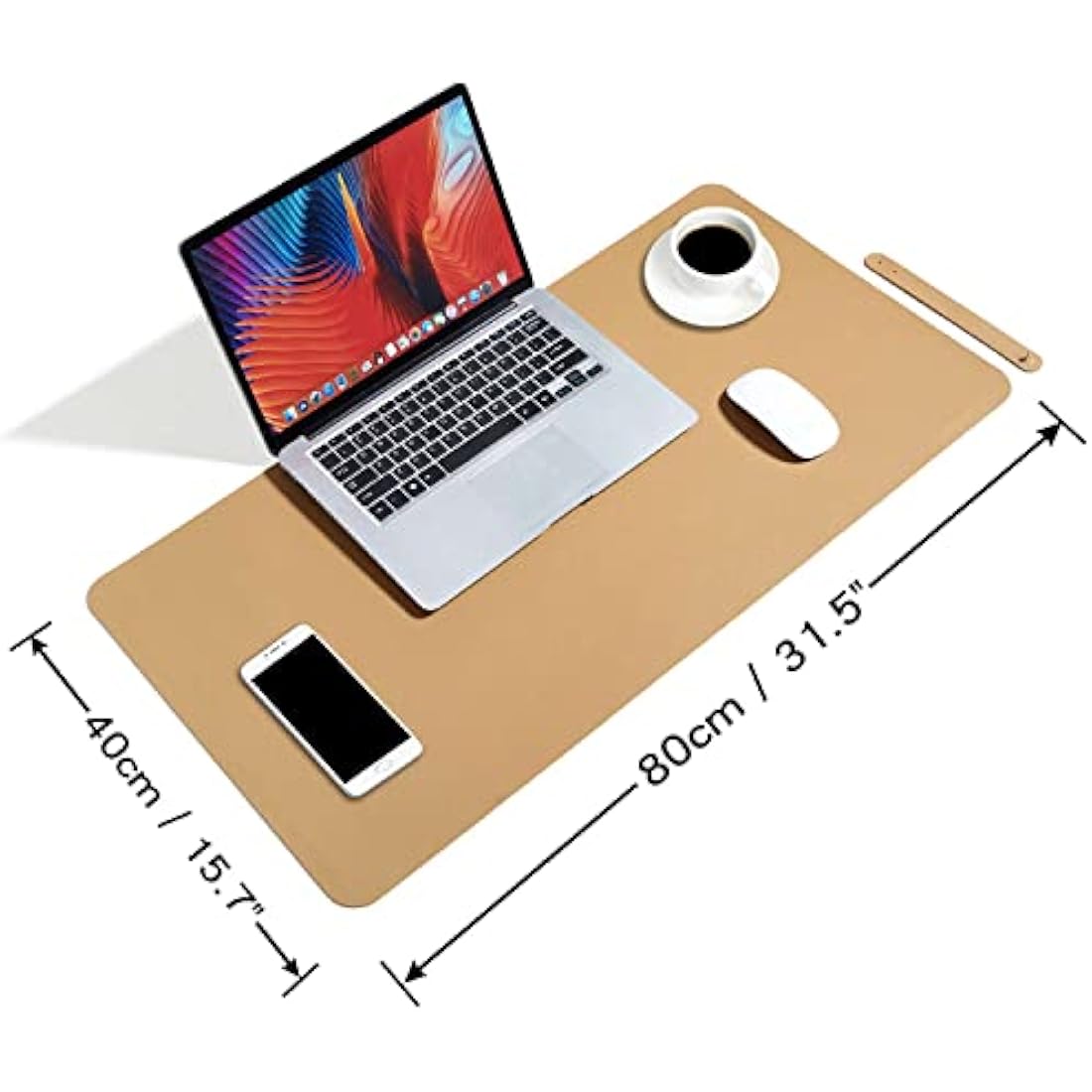 DOBAOJIA Mouse Pad Extended Mouse Mat X-Large Desk Pad Large Desk Blotter Writing Pad for Laptop/Office/Home, PU Leather Waterproof +Suede Non-Slip 31.5'' X 15.7'' (Khaki)