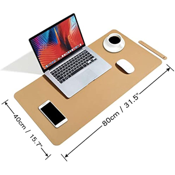 DOBAOJIA Mouse Pad Extended Mouse Mat X-Large Desk Pad Large Desk Blotter Writing Pad for Laptop/Office/Home, PU Leather Waterproof +Suede Non-Slip 31.5'' X 15.7'' (Khaki)