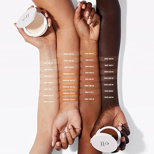 e.l.f. Camo Powder Foundation, Lightweight, Primer-Infused Buildable & Long-Lasting Medium-to-Full Coverage Foundation, Tan 450 N