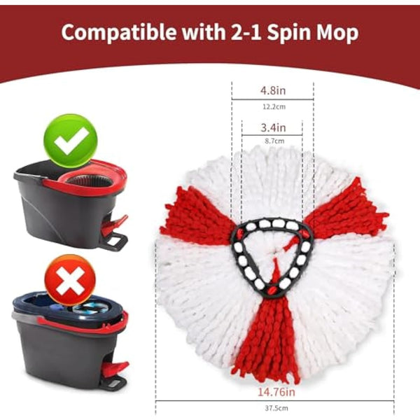 BONBELONG Mop Heads Compatible with Vileda 2-in-1 Turbo Mop Replacement Head Microfibre (Red, 3 Pack)