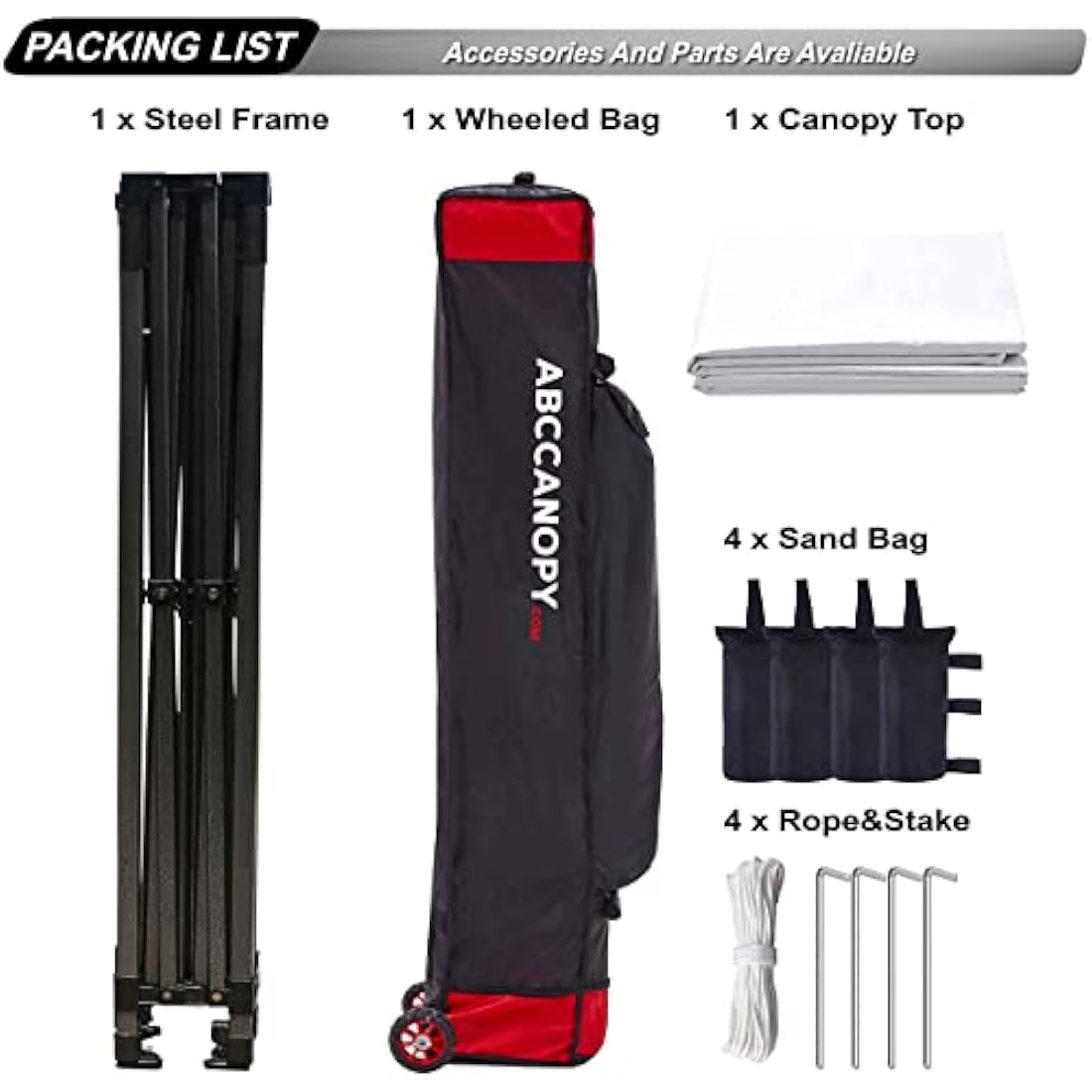 ABCCANOPY Pop Up Gazebo with Detachable Awning, Commercial Market stall, Bonus Upgraded Roller Bag, 4 Weight Bags, Stakes and Ropes