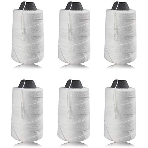 Fayelong White Sewing Thread 6 Cones 450 Metres Craft Materials for Bag Sealing Machine Sewing Machine