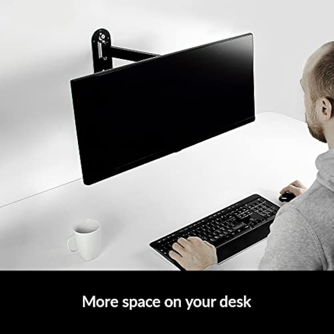 ARCTIC W1C - Wall Mount with Retractable Folding Arm, Wall Space-Saving Attachment, up to 43"; 49" Ultrawide, up to 18 kg (39.6 lbs), Cable Managment, Simple Installation - Black