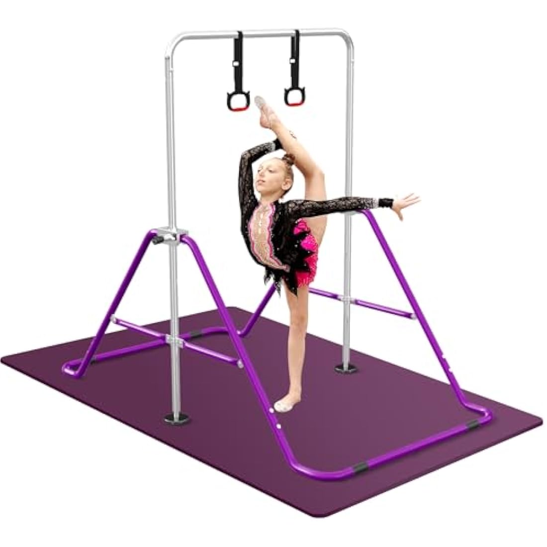 FBSPORT Gymnastics Bars, Horizontal Bar Expandable Gymnastics Kids Bar Folding Bar Junior Training Bar Multifunction Gym Training Equipment Home Training Adjustable Height Kip Bar