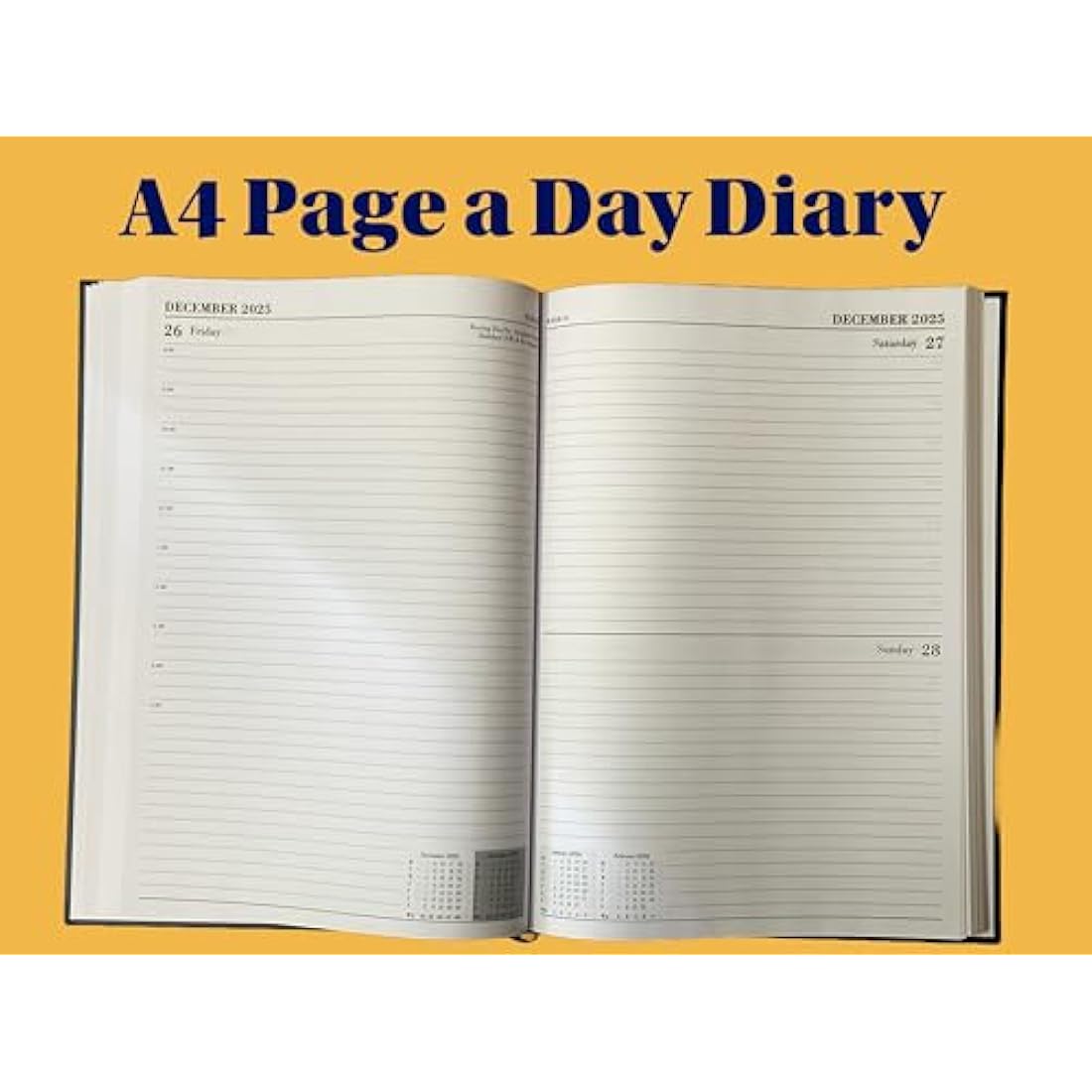 2025-2026 Academic Diary A4 Day to a Page DAP Appointment Mid Year Planner- YELLOW