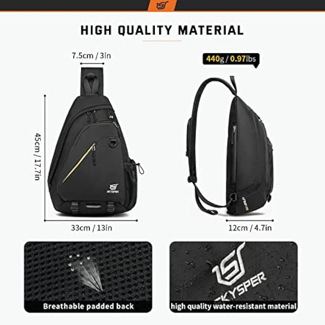 SKYSPER Sling Laptop Bag (Up to 13 Inch) - 18L Crossbody Sling Backpack Travel Shoulder Bag Hiking Daypack for Men Women