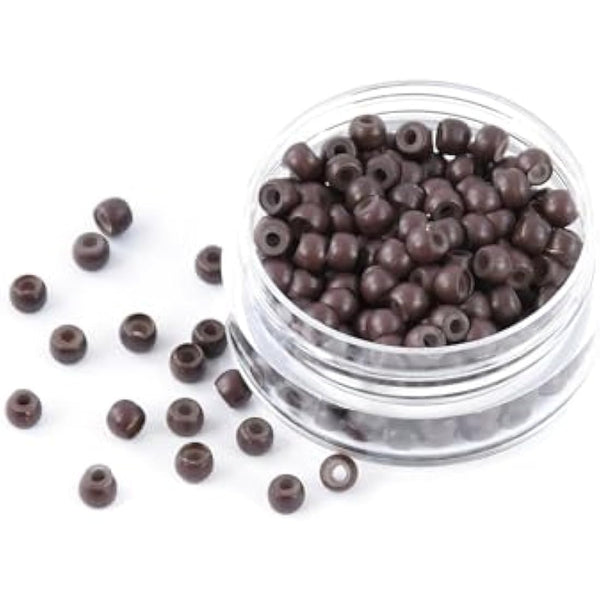 200pcs/lot 3.0mm Silicone Lined Nano Rings Hair Extension Nano Beads Micro Rings Beads Links for Hair Extensions (Brown)