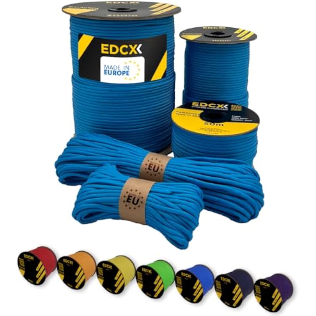 EdcX Paracord 4mm, 35+ Solid Colors (10m, 15m, 30m, 50m, 100m, 300m) | Ideal for Crafting, DIY, Camping, Survival, Outdoor | 100% Nylon Rope 4mm | Tactical Cord 550 Type III