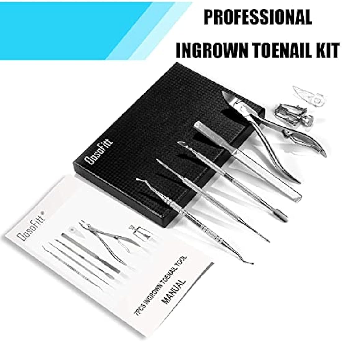 Toenail Clippers Set 7Pcs, Staineless Steel Ingrown Toenail Tool Kit, Professional Toe Nail Nippers Set for Ingrown & Thick Nail, Surgery Grade Manicure Pedicure Tool by OosoFitt