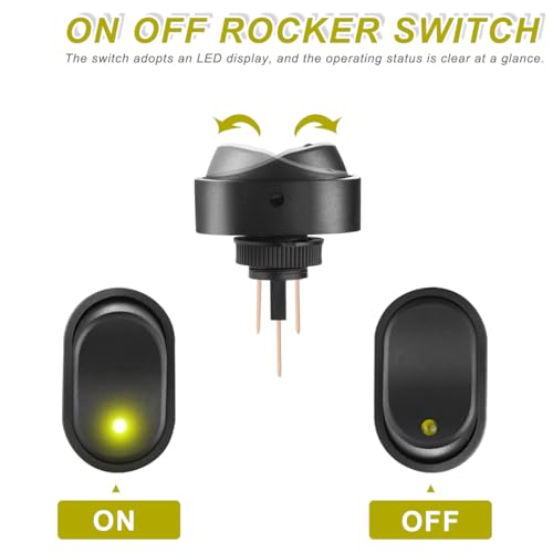 DAOKAI LED Lighted Rocker Switch 12V 30A SPST 3 Pin ON Off Toggle Switch Illuminated Red Lighted Oval Shaped Switch for Automotive Truck RV Boats - 5pcs