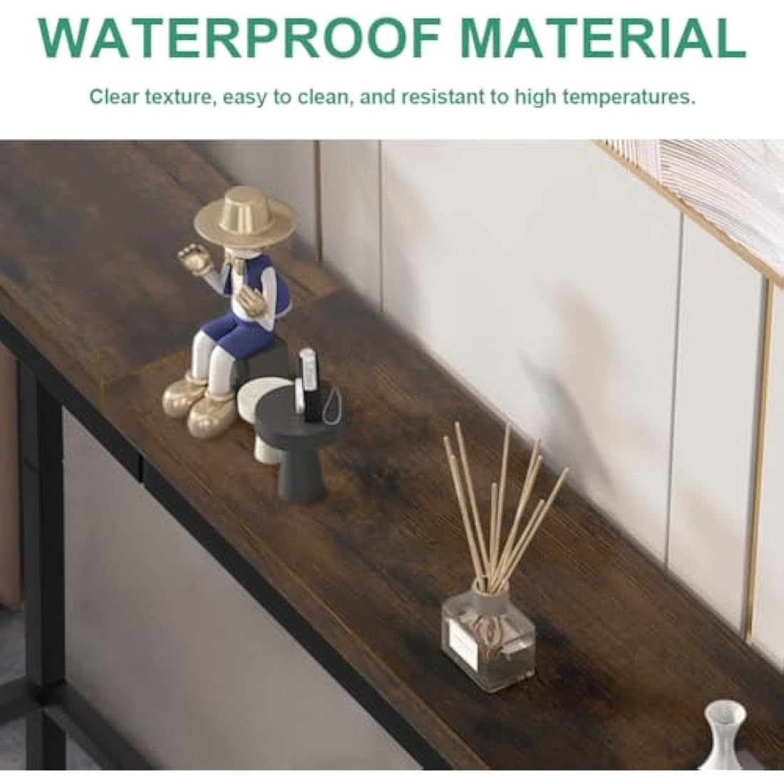 FURWOO Slim Console Table for Hallway Industrial Compact Display Table Sofa Table for Small Spaces(Rustic Brown)