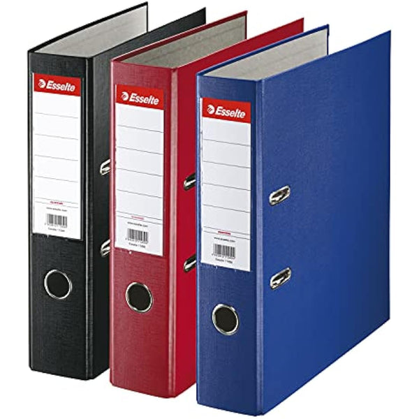 Esselte Group Pack 3 A4 Lever Arch File, 550 sheets Capacity, PP, Plastic Cover, Red, Blue and Black File Folders, 628327