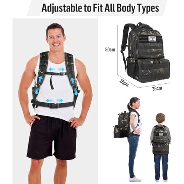 Jueachy Military Tactical Backpack 30/35/40L Army Assult Camouflage Hunting Rucksack Molle 3 Day Large Rucking Backpack for Outdoor Sports Trekking Hiking Travel Camping