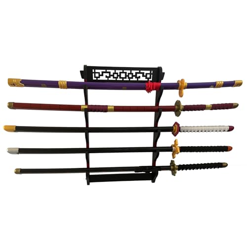 Dfdvye Katana Sword Holder - 5 Tier Samurai Sword Display Rack With Wall Mount for Wakizashi and Tanto