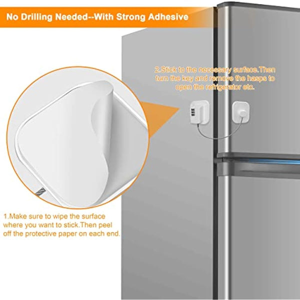 Evilsoul Password Fridge Lock Children Safety Refrigerator Lock Adults Safety Fridge Locks 2PCS Cupboard Lock with 3M Strong Adhesive for Drawer Fridge Freezer Cupboard