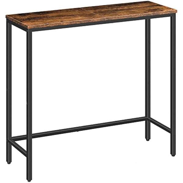 HOOBRO Console Table, Slim Console Table for Hallway, Metal Frame, Compact Display Table, Sofa Table for Small Spaces, Entryway, Living Room, Sturdy, Rustic Brown and Black EBF75XG01