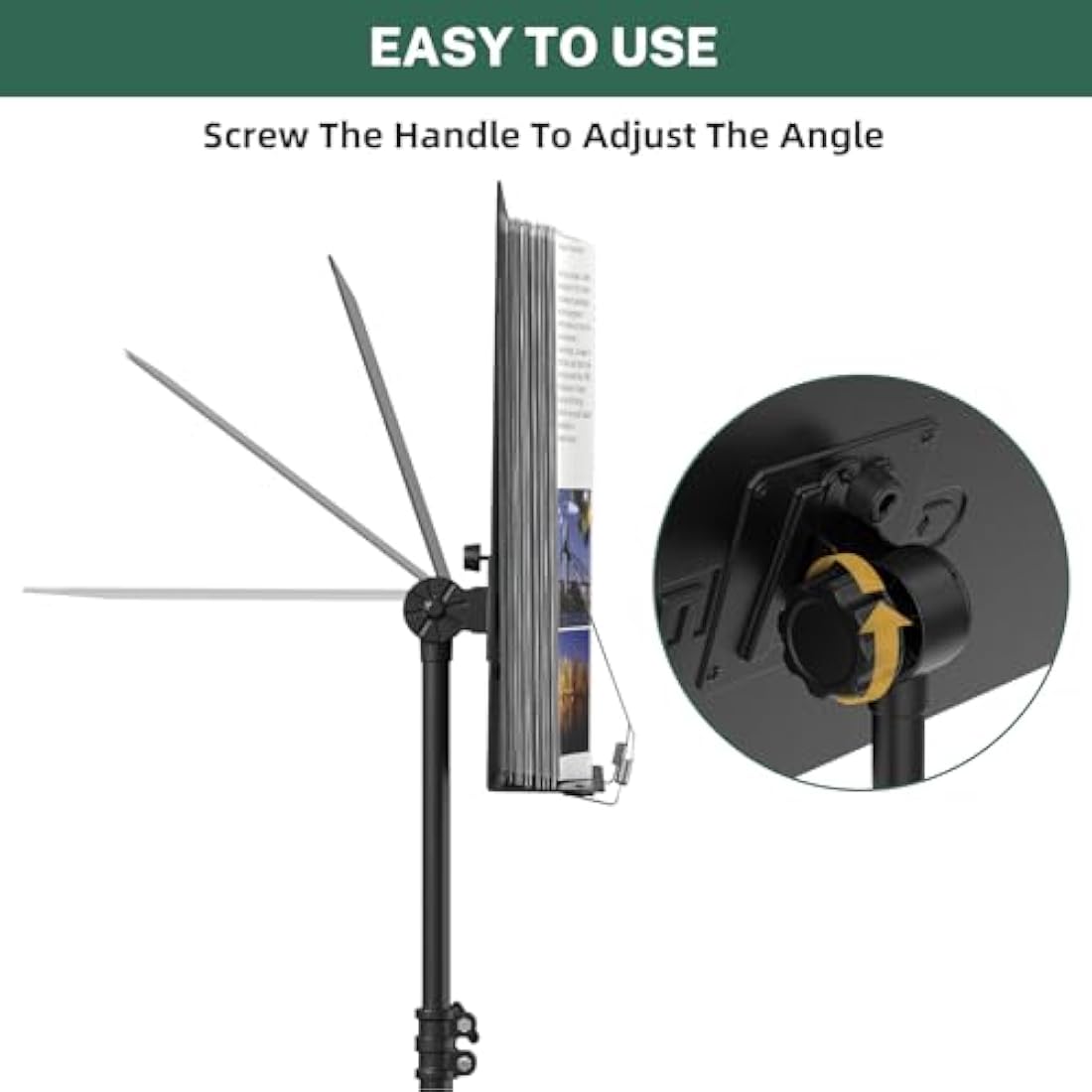 GLEAM Sheet Music Stand - Full Metal with Carrying Bag, Phone Holder, Sheet Music Folder and Clip, 5 in 1 Desktop Book Stand