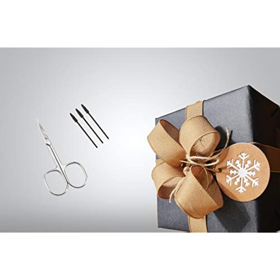 Eyebrow Scissors and Three Eyebrow Brushs,Nose Beard Trimming Scissors Eyelash with Curved Craft Stainless Steel Scissors