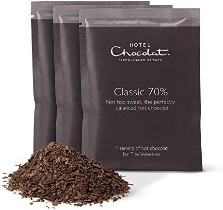 Hotel Chocolat Classic 70% Dark Hot Chocolate Sachets - Luxury Chocolate Flakes - Pack of 20 Single-Serve Sachets, 700g - Suitable for Vegetarians & Vegans - Serve Hot or Iced