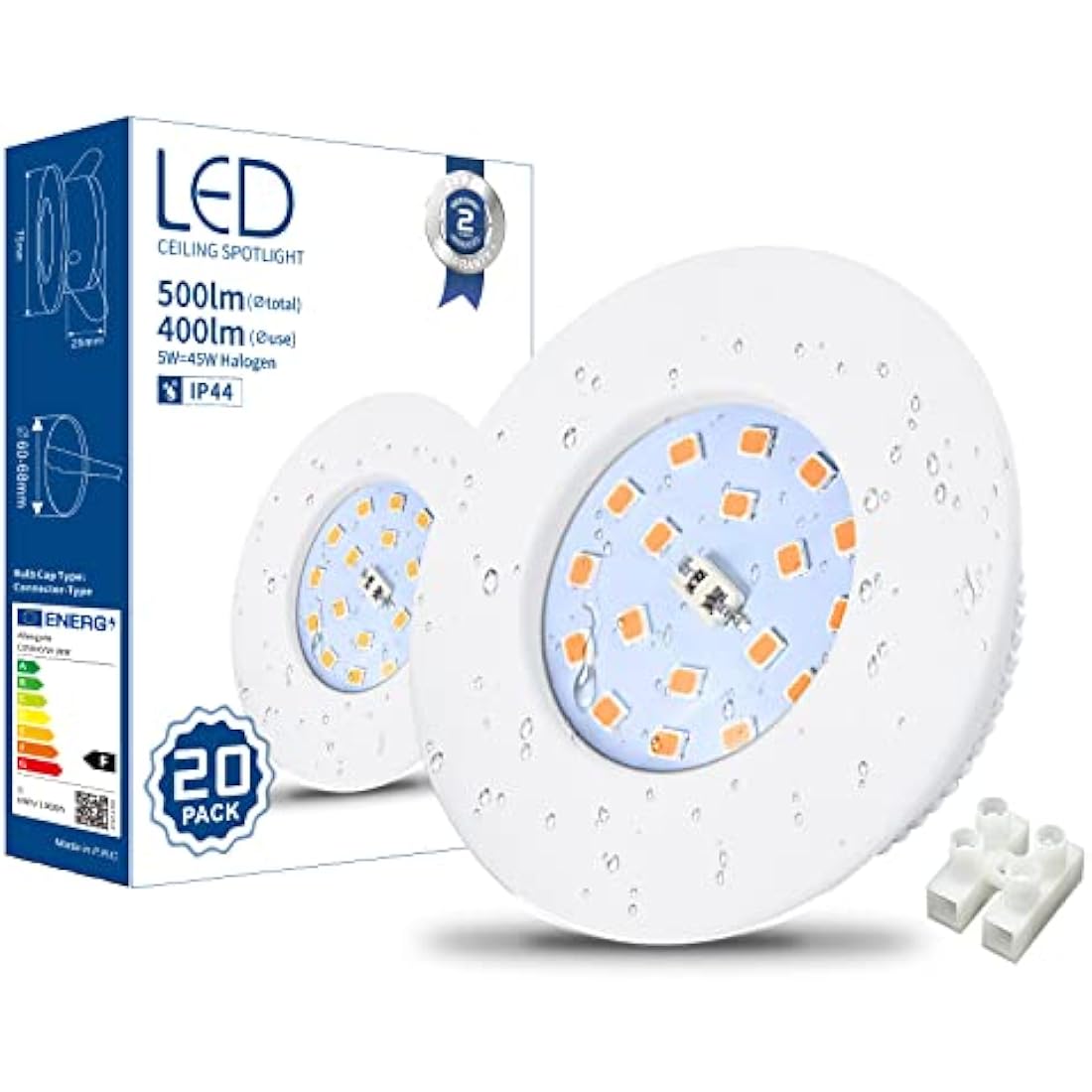 HiBay 20×5W LED Downlights Recessed Ceiling Lights Ultra Thin IP44 Spotlights White Spot Lights for Hallway Kitchen Downlight Warm White 240V