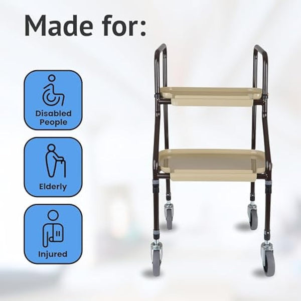 HOMECRAFT Shelf Mobility Trolley – Height Adjustable Trolley, Walking Aid with Wheels – Mobility Walker for Elderly – Walking Frame for Storage – Zimmer Frame – Mobility Aids for Everyday Use